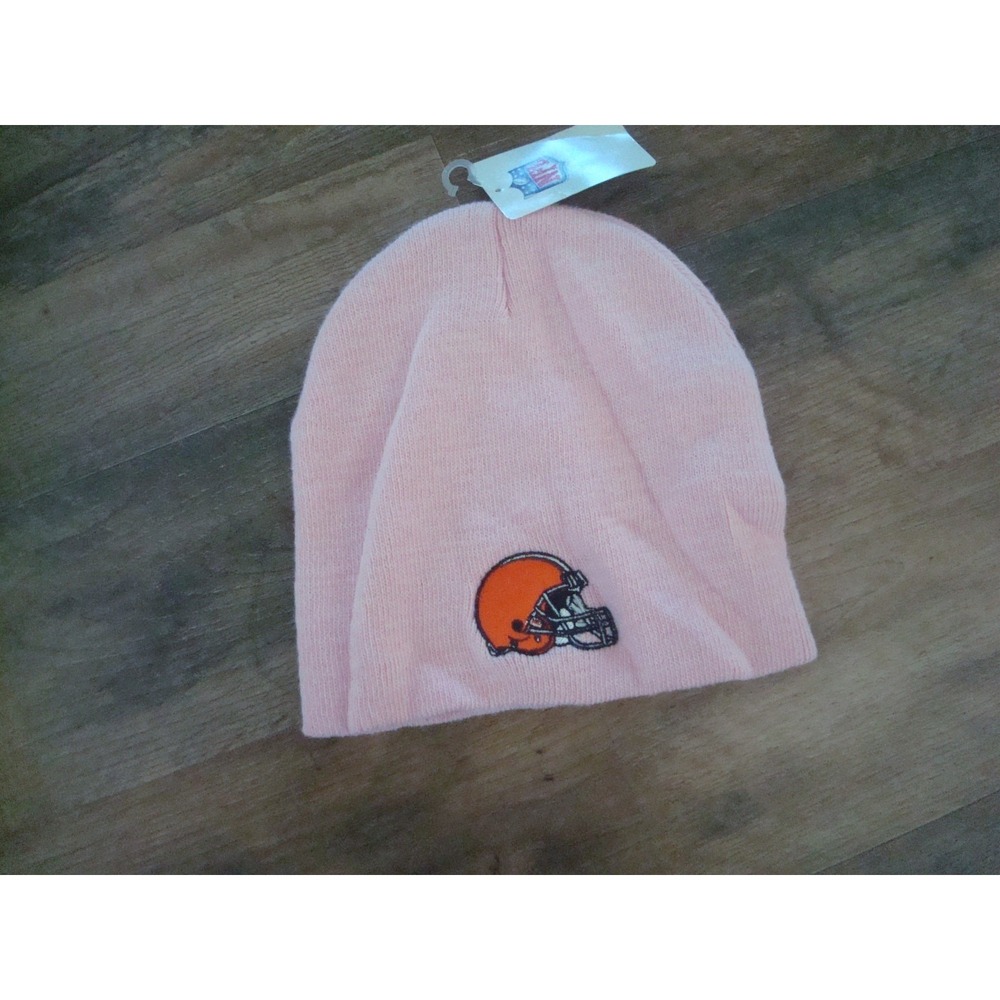 CLEVELAND BROWNS PINK HAT CAP BEANIE KNIT TOBOGGAN DEADSTOCK ‎ VINTAGE T6
